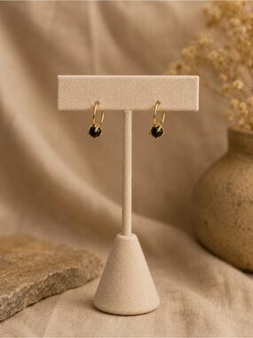 JaxKelly Obsidian Gemstone Huggie Earrings NWT | Wear Good Vibes